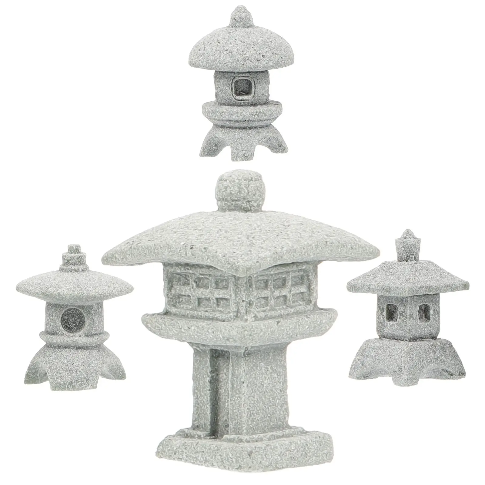 

4 Pcs Lantern Stone Statue Garden Miniature Fairy Ornaments Bonsai Decorations Asian Decorate Man