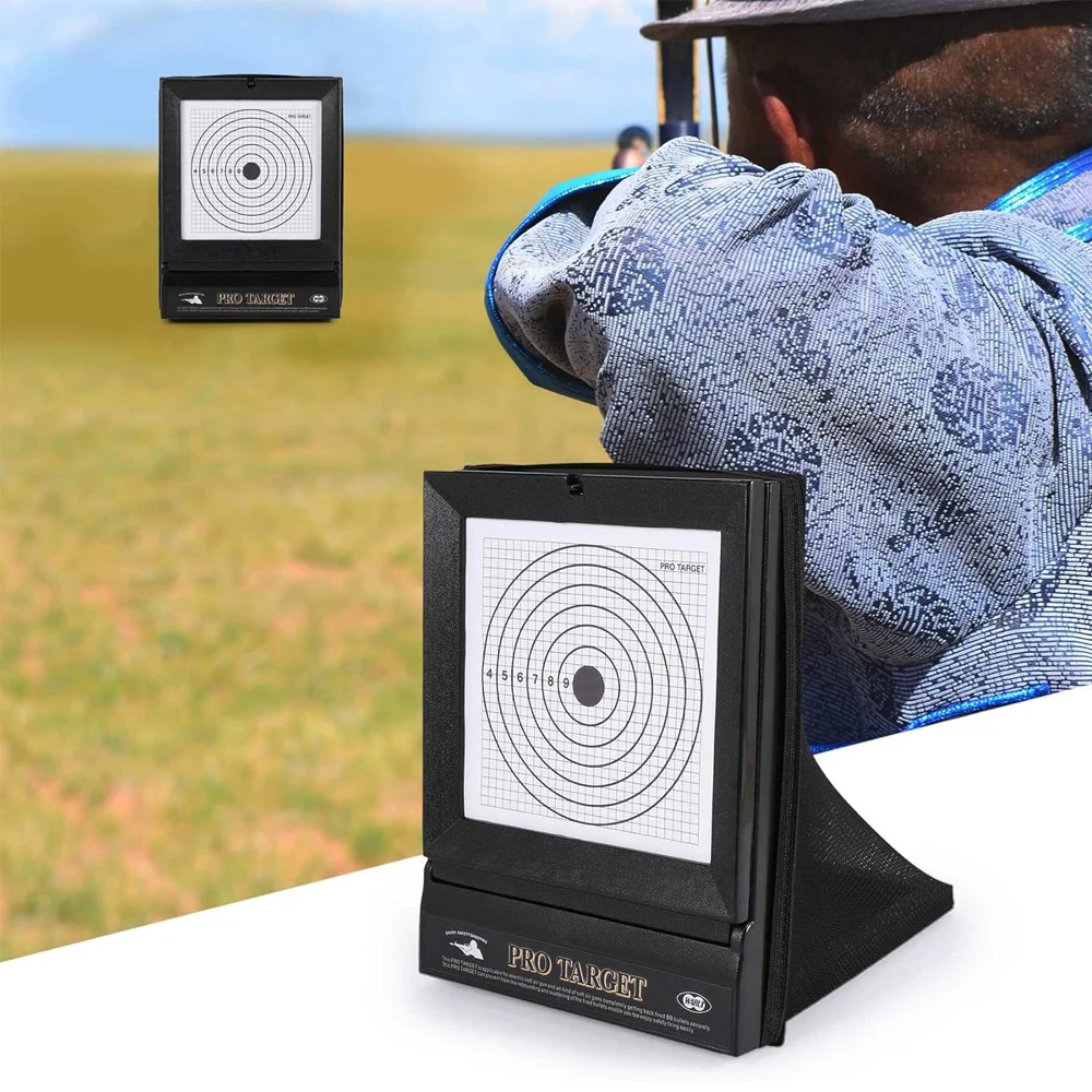 Outdoor Portable Targets with Trap Net Catcher Shooting Target Holder Board with 10 Replaceable Target Paper for Airsoft