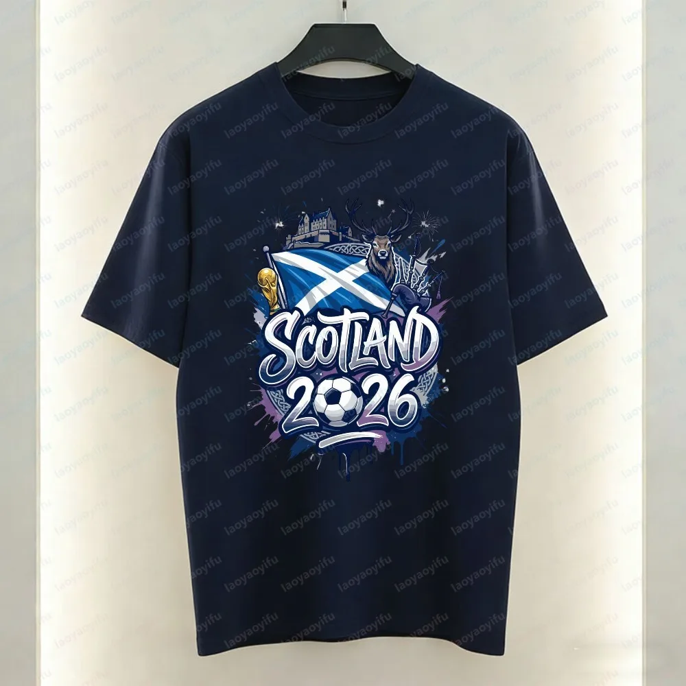 

Scotland 2026 Football Unisex Cotton T-Shirt Sports Streetwear Scottish Soccer Fan Casual Tops Summer Trendy Men's Clothing