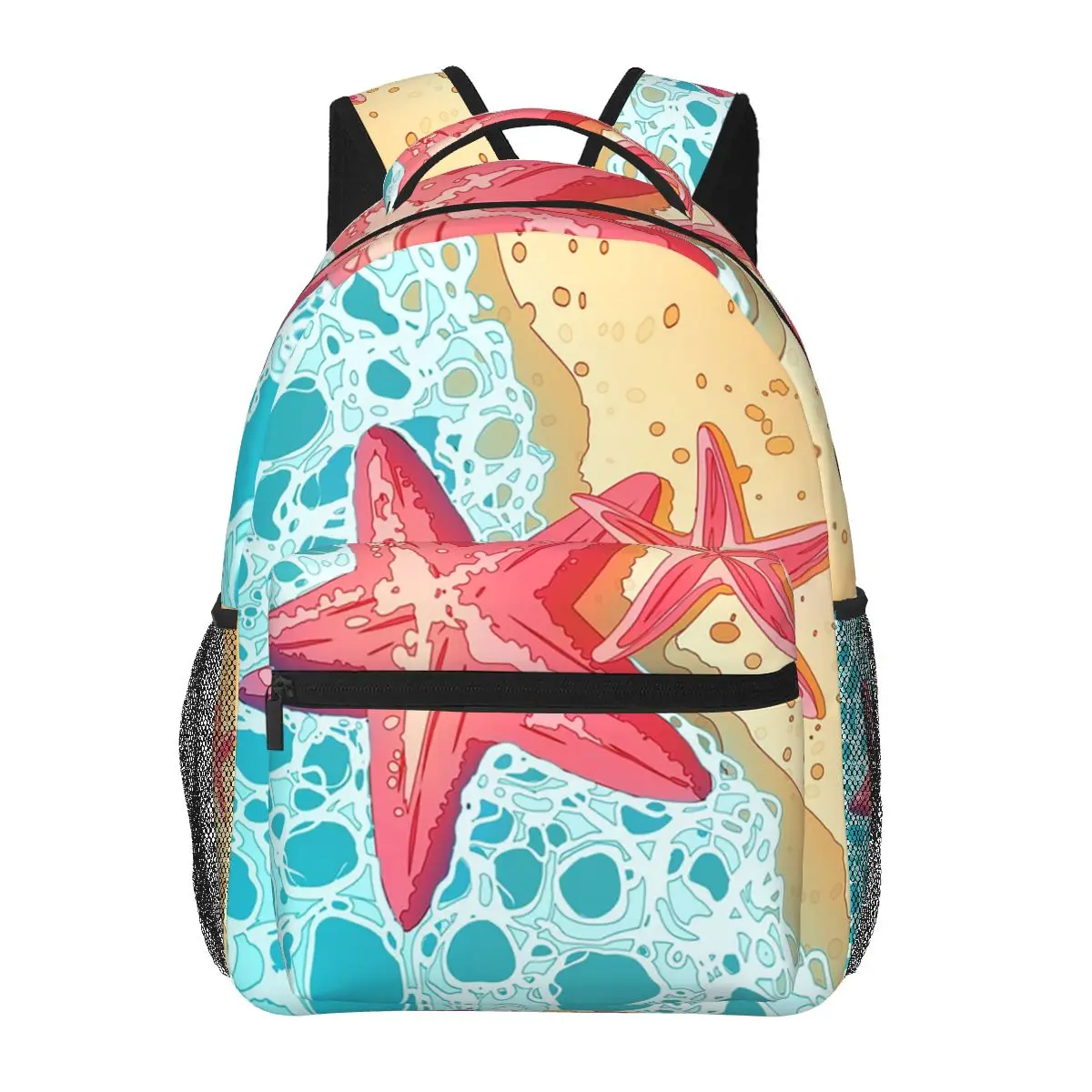 

Beach Starfish On A Beach Sand Student Backpack School Bag Hiking Travel Daypack for Men Women Fashion Bookbag Shoulder Bags