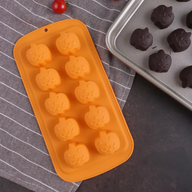 1PCS Halloween Silicone Cake Mold Pumpkin Mold Ghost Hat Skull Non-stick Chocolate Pudding Food Baking Tray Mold Kitchen Tools
