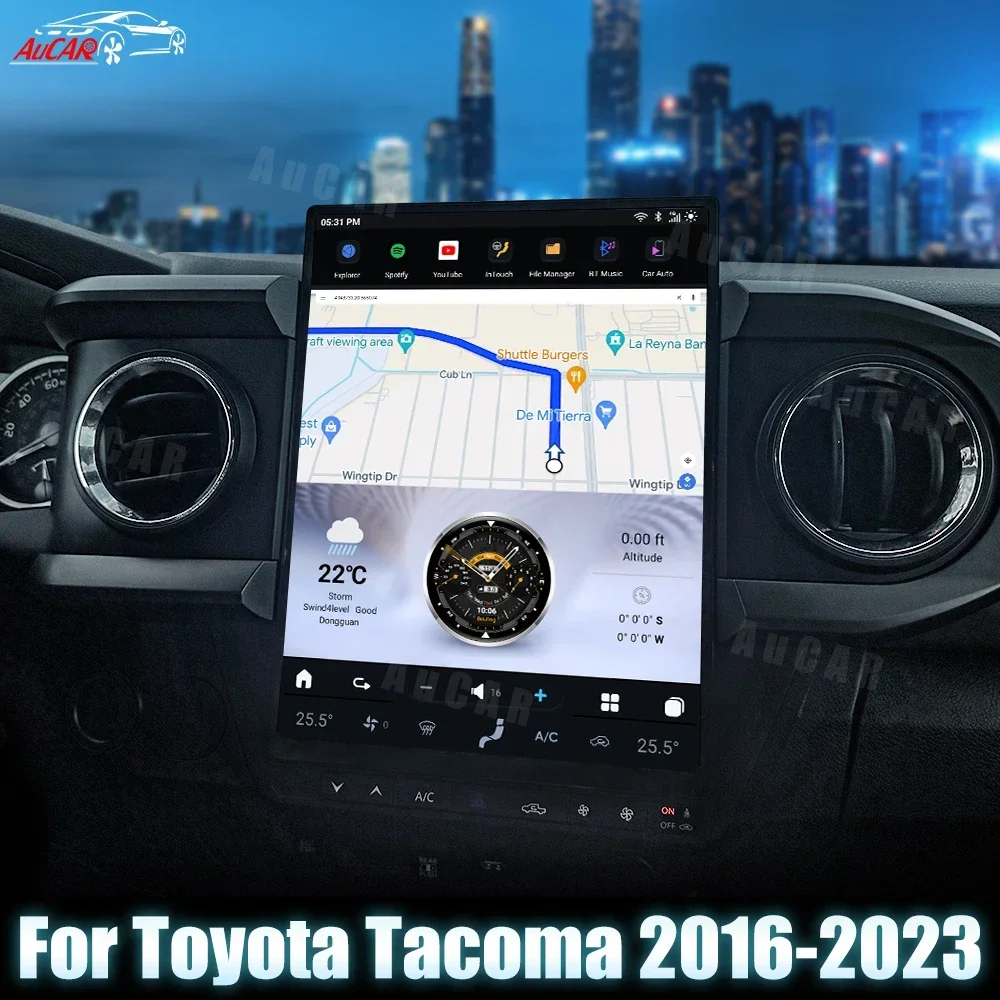 AuCar T-Style Car Stereo Android 13.0 Head Unit Car DVD Player Car Radio For Toyota Tacoma 2016-2023 14.0 Inch