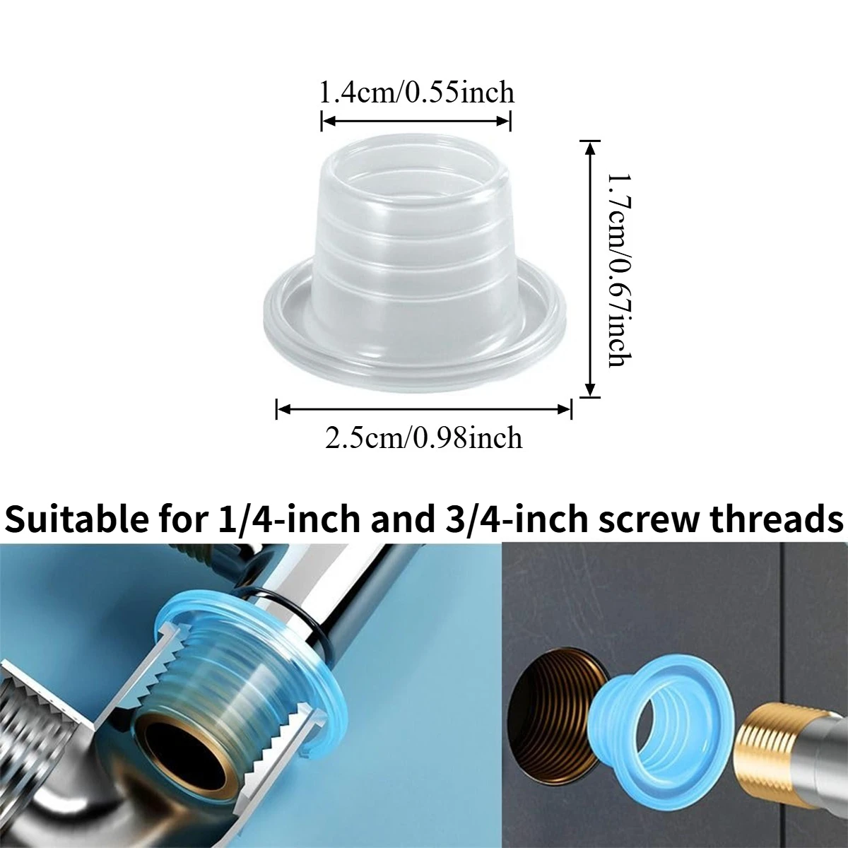 20-60 PCS Silicone Thread Seal Tape – No-Wrap Teflon Tape Alternative for Faucet, Valve Pipe Threads, Leak-Proof Heat-Resistant