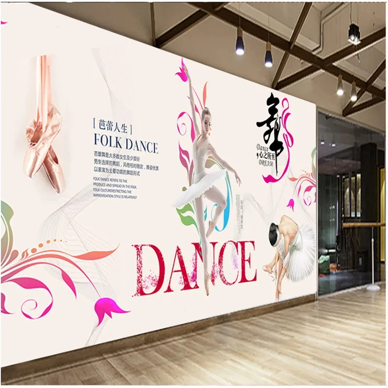 Modern Yoga Fitness Club Dance Room Ballet Studio Industrial Decor Background Wall Mural 3D HD Ballet Dancer Photo Wallpaper 3D