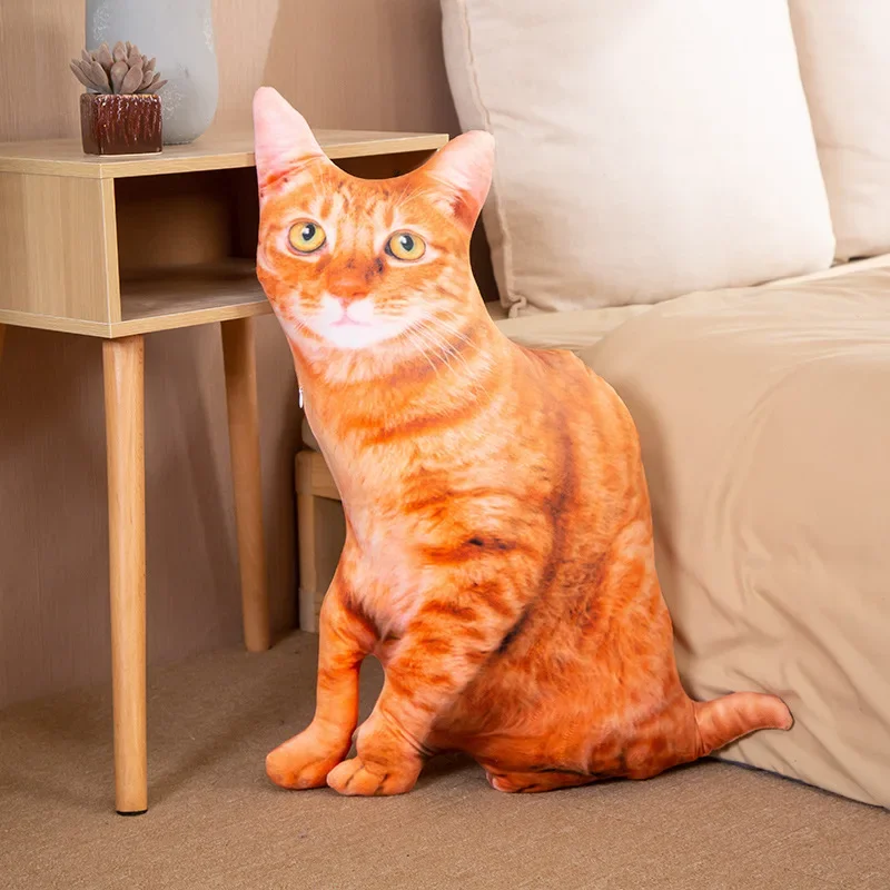 Simulation Cats Plush Sleeping Pillows Soft Stuffed Animals Cushion Sofa Decor Cartoon Plush Toys for Children Kids Cute Gift