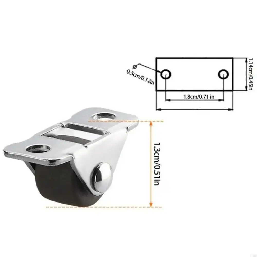 4pcs 1/2 Inch Furniture Mini Casters Steel Top Plate Multifunctional Drawer Slide Wheel Rubber Roller mooth Gliding