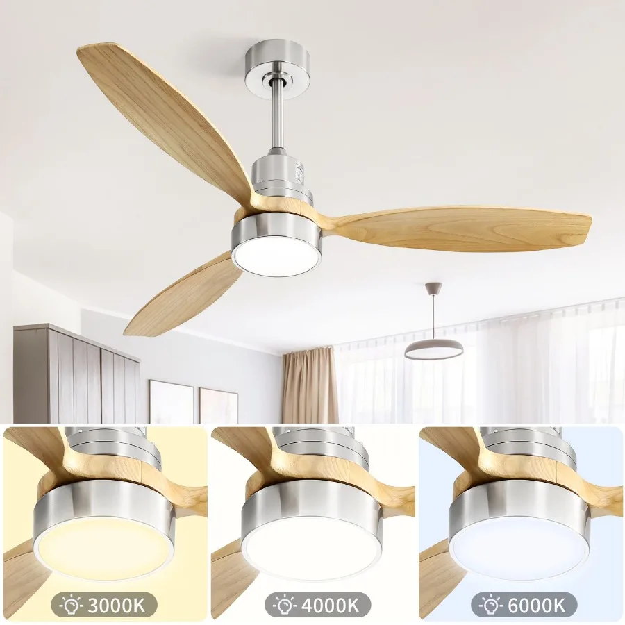 Low Profile 52 Inch Integrated LED Ceiling Fan with Light Kit and Remote Control for Living Room