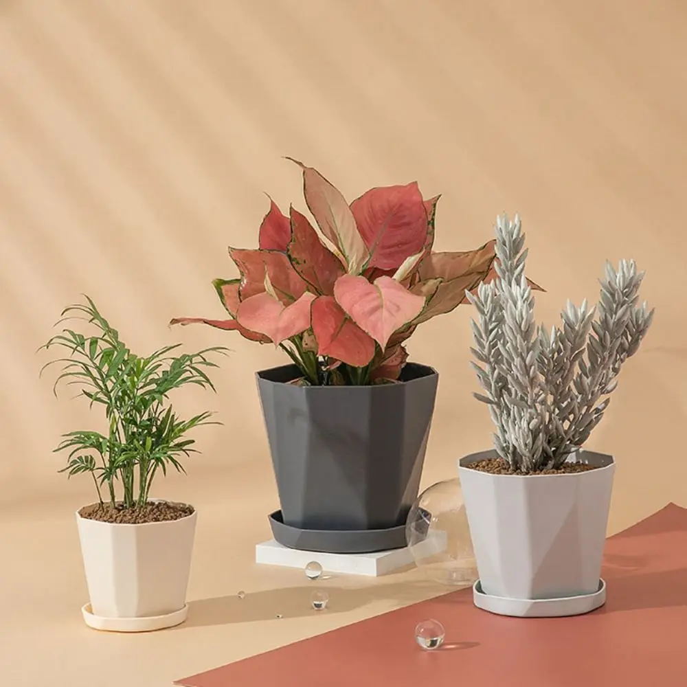 

3 Set Home Decoration Round Indoor Flowerpots Resin Thickened Plant Pot Nordic Breathable Hole Succulents Pot Potted Plants