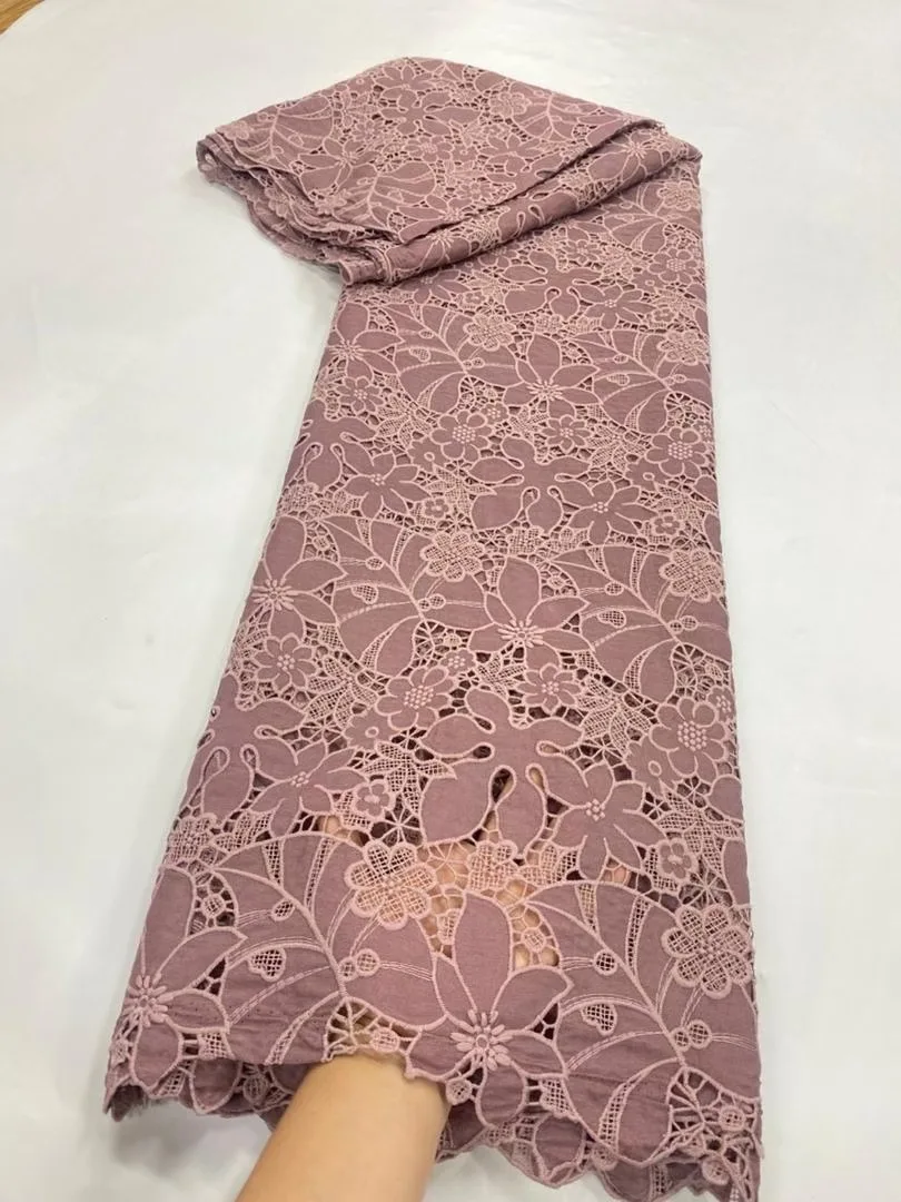 

Nigerian Embroidery Lace Fabric,African,Latest,Linen,Wedding Dress,Tulle,Cotton Fabrics By The Meter,High Quality,2025,5 Yards