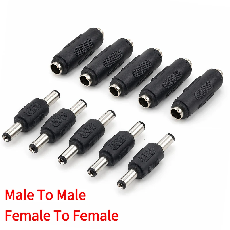 5.5x2.1mm DC Male to Male Female to Female Barrel Jack Power Connector Coupler Adapter for CCTV Security Camera LED Strip Router