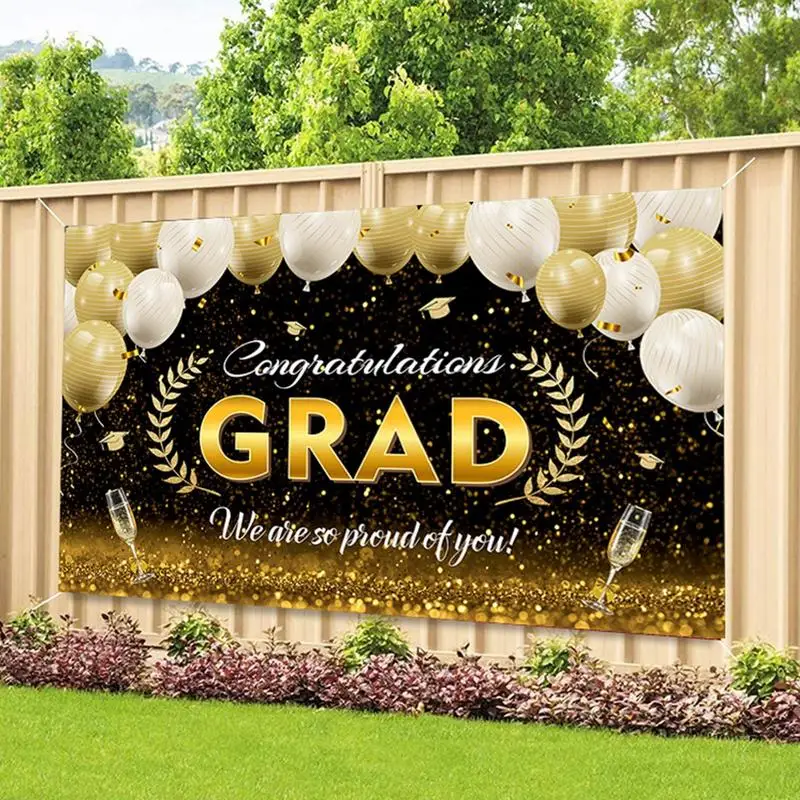 Congrats Grad Banner Waterproof Graduation Photo Backdrop Booth & Background Non-fade Graduation Banners Congrats Grad Party