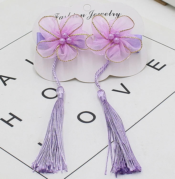 Chinese style hot selling Tang style Hanfu accessories tassel ribbon hair clip pair clip