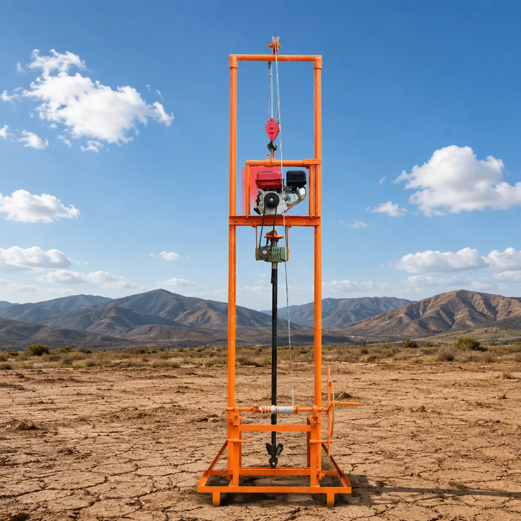 Customized Water Well Drilling Rig Gantry Structure 80 Meters Deep Petrol Diesel Engine High Working Efficiency