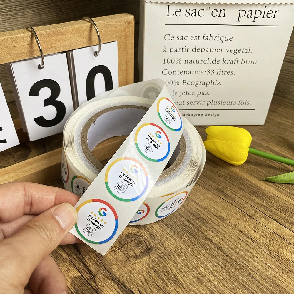 30mm Waterproof Google Review Stickers 144Bytes NFC213 Chip NFC Tap Review Sticker Review us on Google Sticker