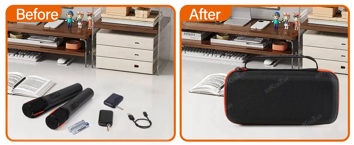 Estuche de Almacenamiento Portátil de Viaje, Ajustable, de Espuma DIY, para Micrófono Inalámbrico, Compatible con JBL 2 
