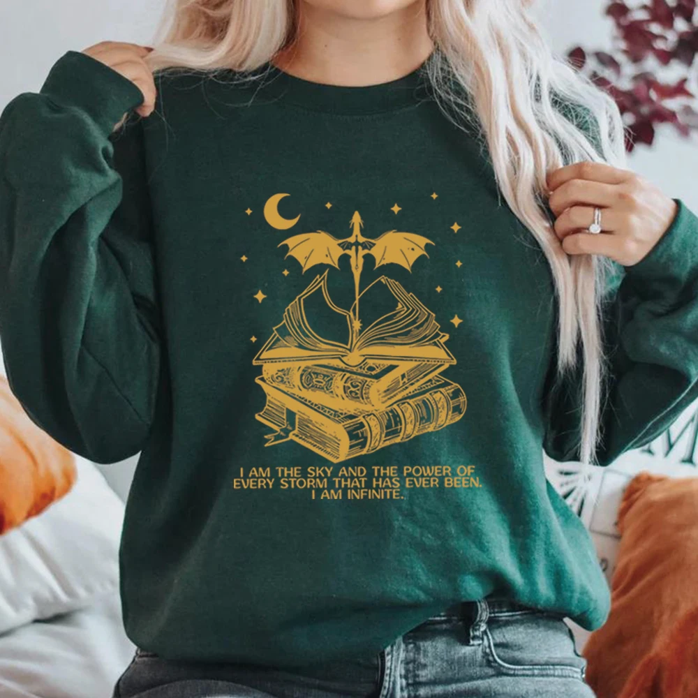 Vintage Basgiath War College Sweatshirt I Am The Sky Hoodie Fourth Wing Shit Dragon Rider Tee Unisex Casual Hoodies Sweatshirts