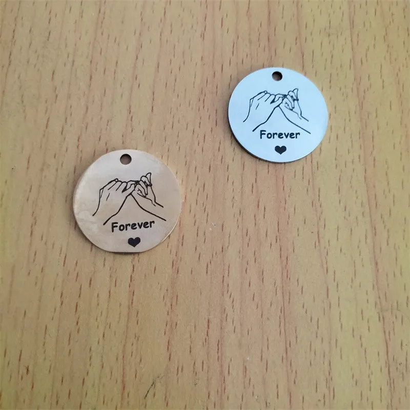 10pcs Cartoon Couple Promise Charms Disc Tag Pinky Charm Pendant Bracelet DIY Earring Necklace Key Chain Jewelry Accessories