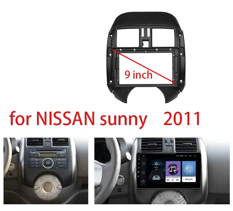 

9 Inch Car Audio Fascia Frame Adapter for NISSAN sunny 2011 Big Screen 2DIN Dash Fitting Panel Frame Kit