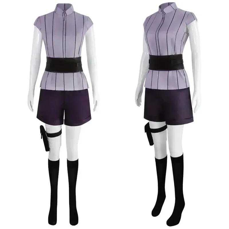 

Hyuga Hinata cosplay costume women's clothing Halloween carnival party suit Hyuuga ninja cosplayer long purple pretty wig;2,c'