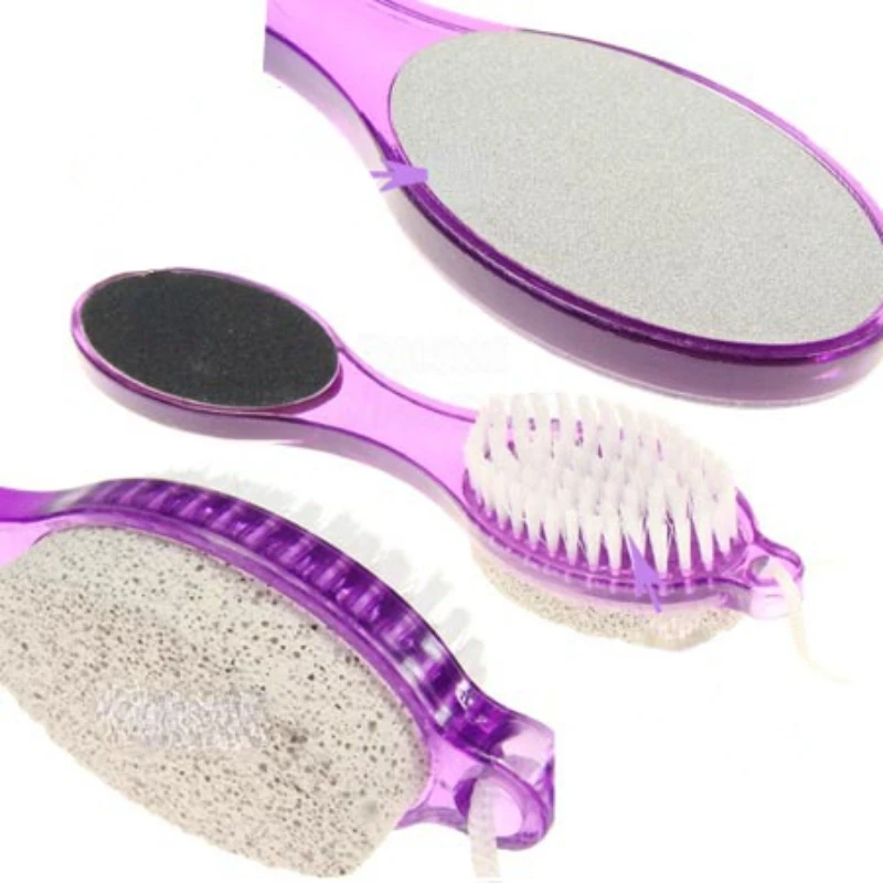 1pc Foot Care Tool 4in1 Pumice Stone Dead Skin Remover Peeling Brush Pedicure Grinding Tool Random Color Pedicura Ferramentas