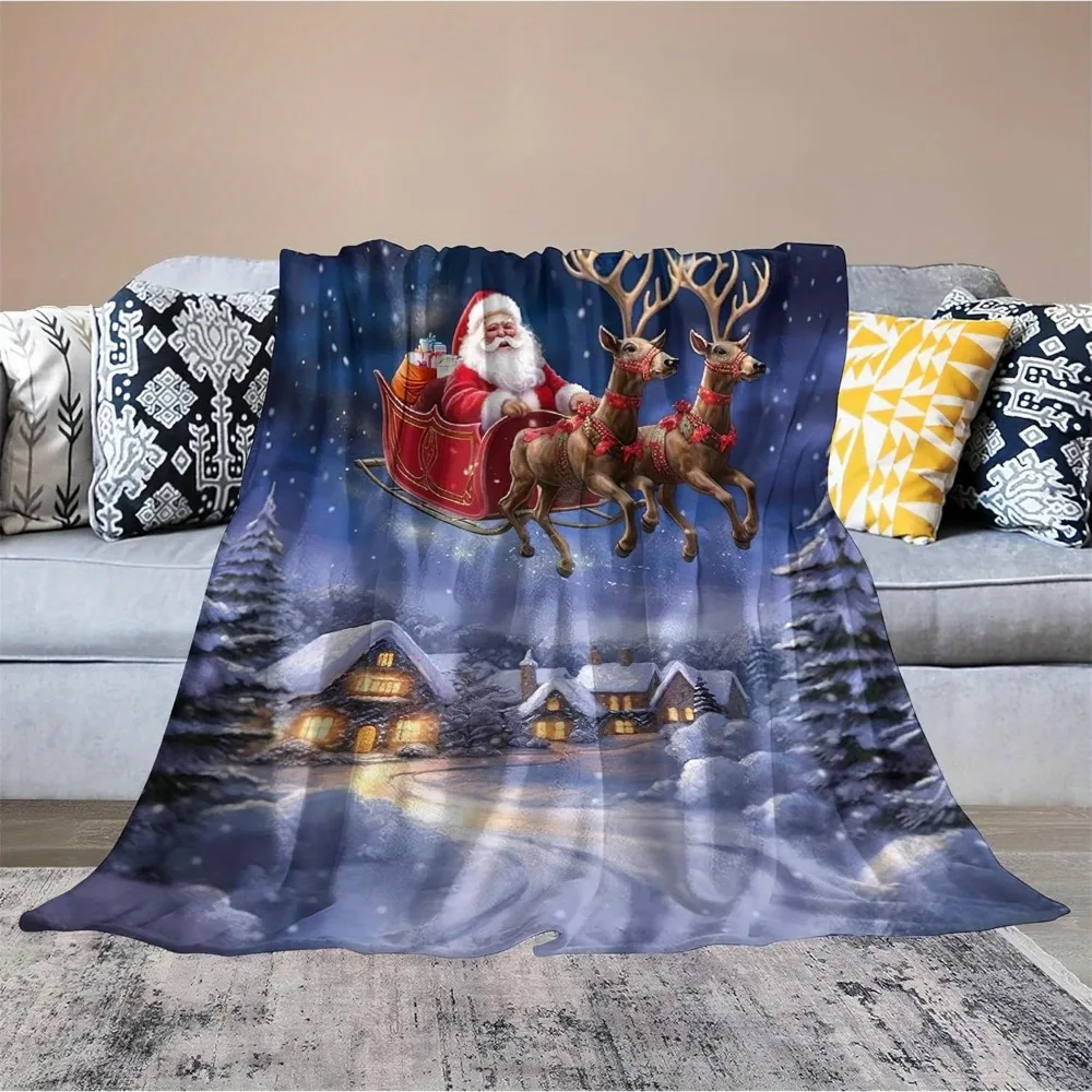 Plush Throw Blanket Christmas Santa Claus Blanket Christmas Blankets and Throws Warm Throw Blanket for Couch Bedroom Dorm