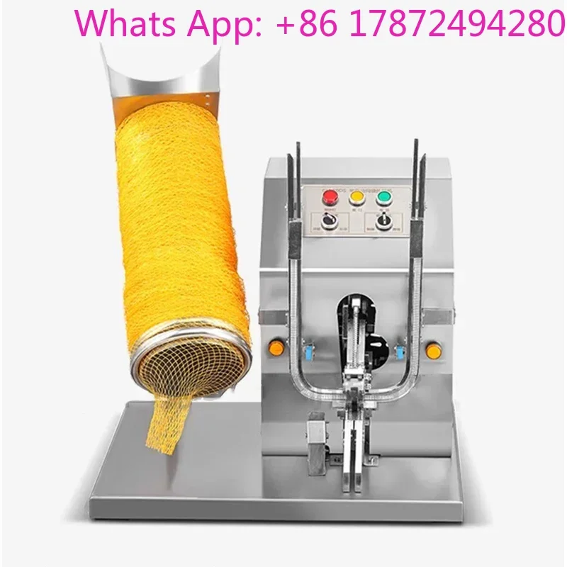 

300W220V Automatic Fruit Vegetable Mesh Net Bag Garlic Potato Ginger Binding Packing Sealing Machine Double Buckle Sealing Maker