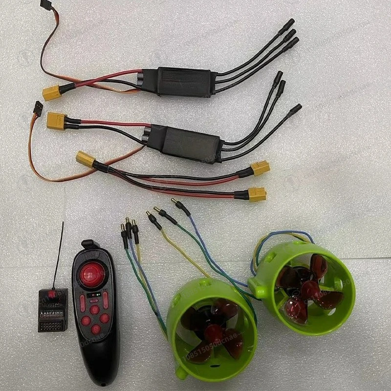 12-24V Underwater Thruster Kit, Waterproof Brushless Motor for Bait Boat Trawler ROV Underwater Robot