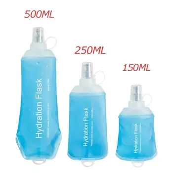 사이클링 러닝 캠핑 여행용 접이식 물병, 접이식 소프트 플라스크 TPU, 500ML, 250ML, 150ML
