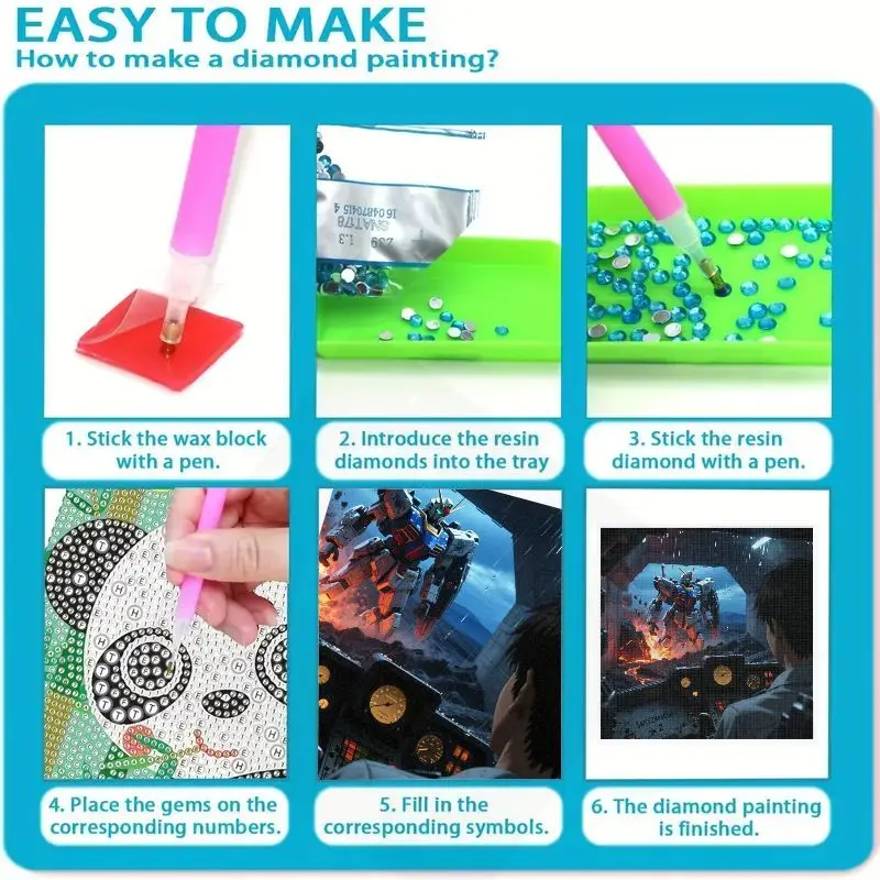 1 peça 5d diy kit de pintura diamante quadrado completo, cena de batalha piloto de robô mecha de ficção científica épica, 40x40cm estilo de anime inspirado em gundam