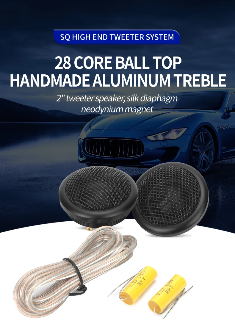 ZM-YS-1.3 4Ohm 95DB Al silk Dome Tweeter Voice Coil 28 mm 100 Watts Max Power N42 Neodymium Magnet Car Super Tweeter Speaker