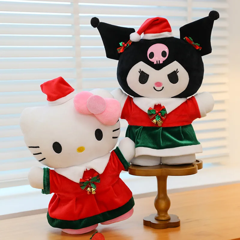 35cm Hello Kitty Christmas Kuromi Melody Cinnamorol Plush Dolls New Sanrio Toys Cute Stuffed Dolls Ornaments Girls Xmas Gift