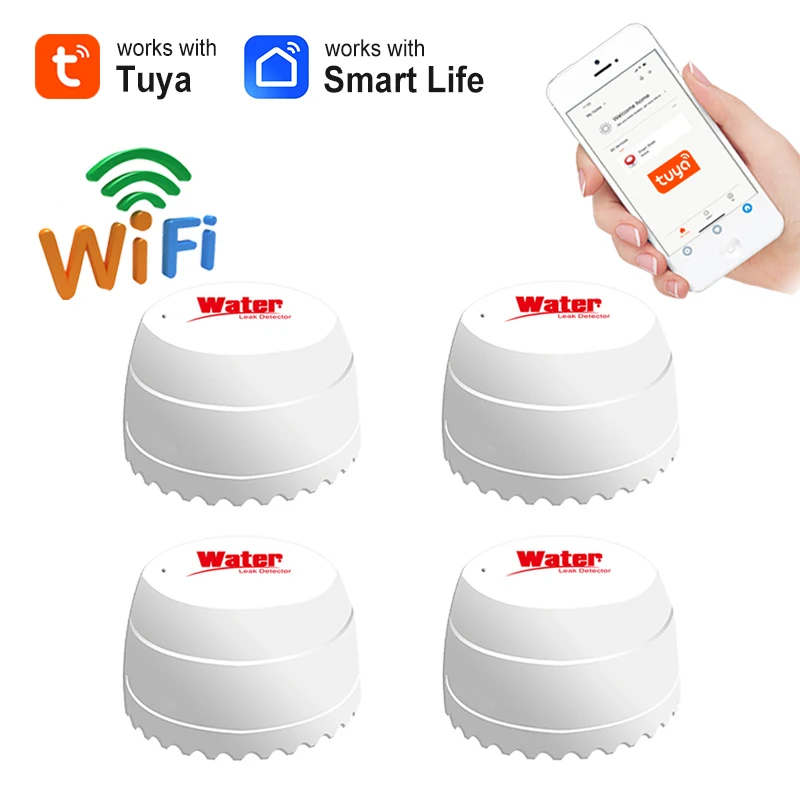 

WiFi Water Sensor Tuya Smart Overflow Detector Home Kitchen Water Leakage Alarm Real-time Monitoring of APP Easy Installation
