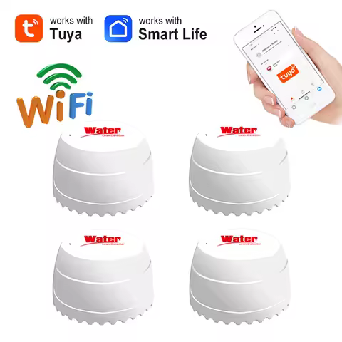 WiFi Water Sensor Tuya Smart Overflow Detector Home Kitchen Water Leakage Alarm Real-time Monitoring of APP Easy Installation
