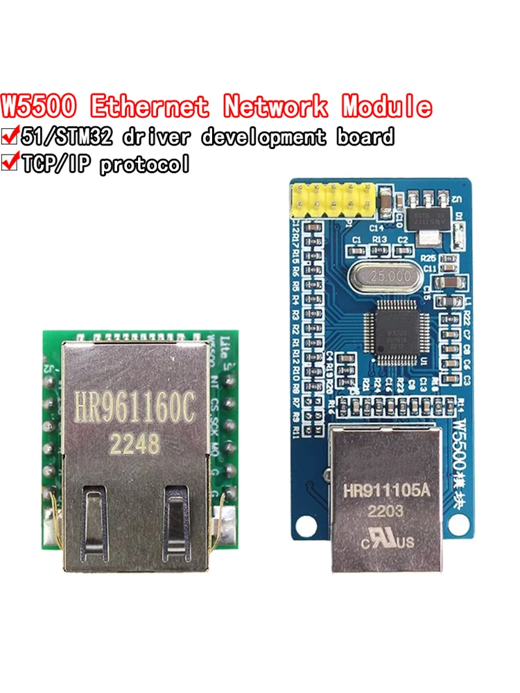 Moduł sieciowy Ethernet W5500 sprzętowy TCP/IP 51 / program mikrokontrolera STM32 przez W5100 — zdjęcie produktu 7
