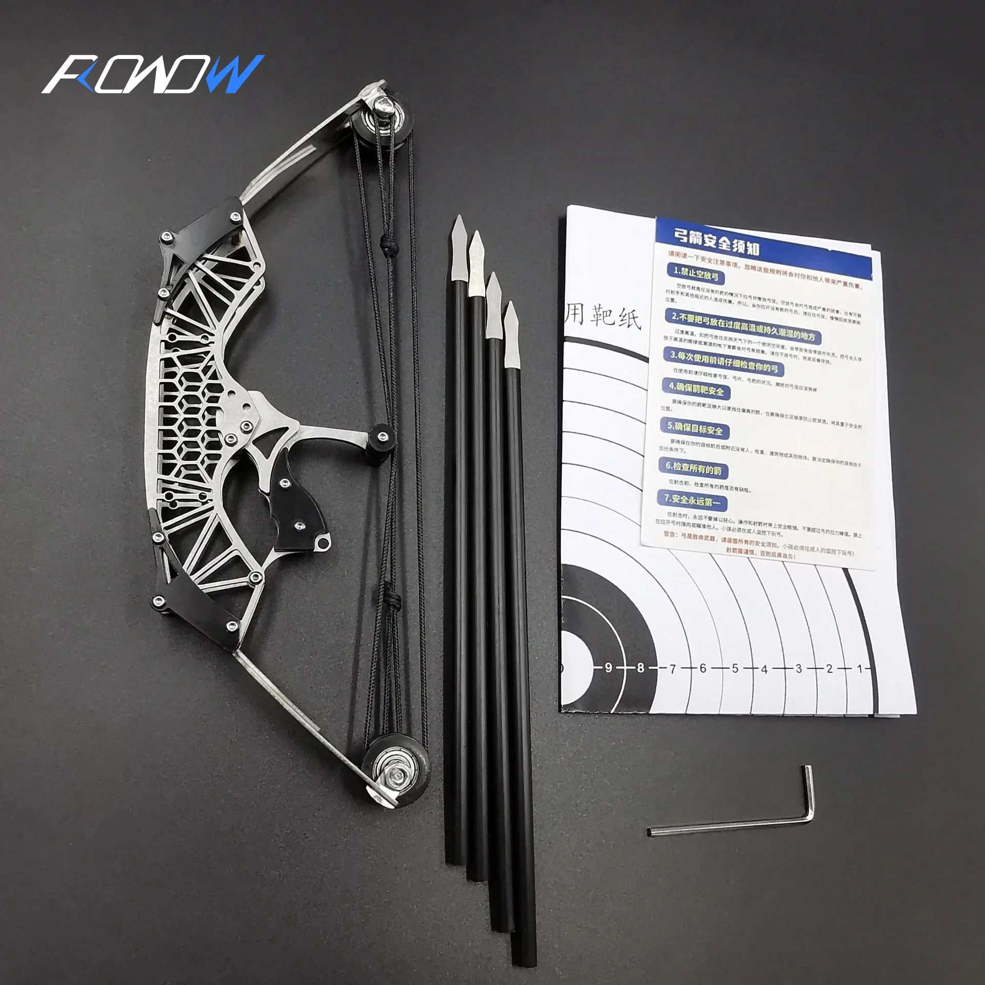 ROWOW Mini Archery Compound Bow: Stainless Steel Pulley Bow for Stress Relief and Target Shooting Fun