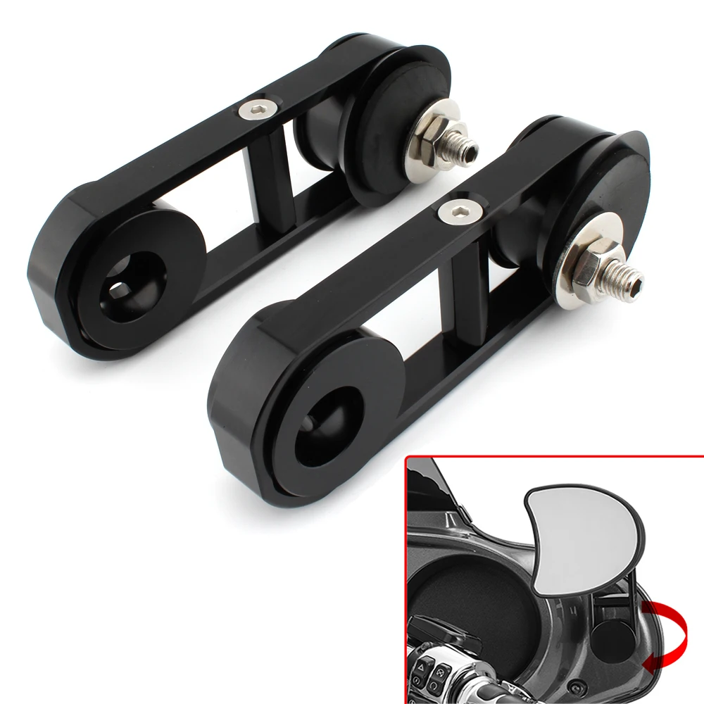 Motorcycle Accessories Black Adjustable Rearview Mirror Relocator Mount Bracket For Harley Touring Street Glide FLHX 06-13 14-22