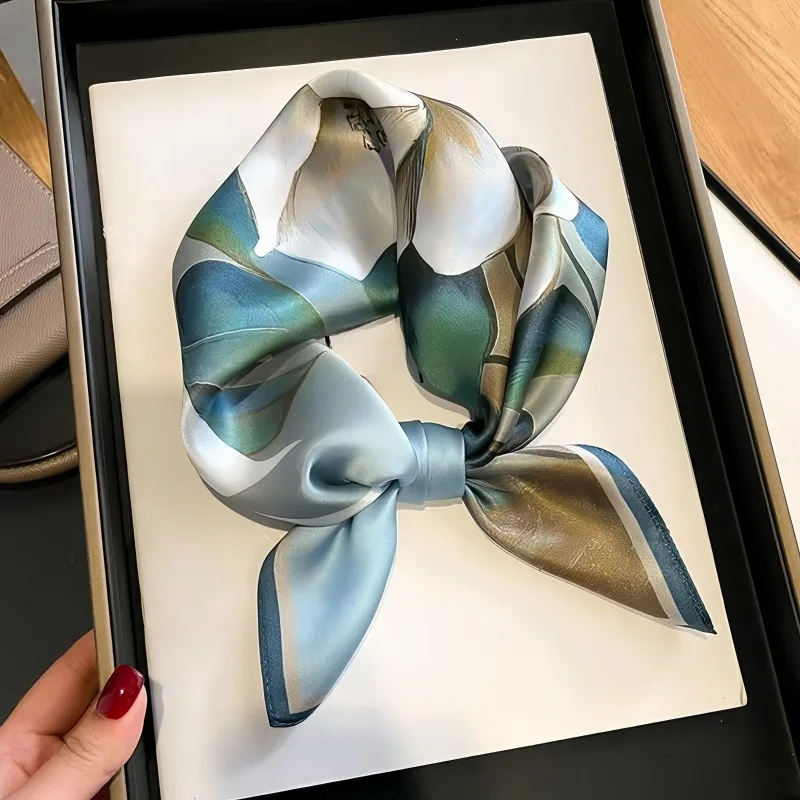 

Silk scarf, square scarf, advanced sense, fashionable and versatile, professional imitation silk, small scarf retro printed silk