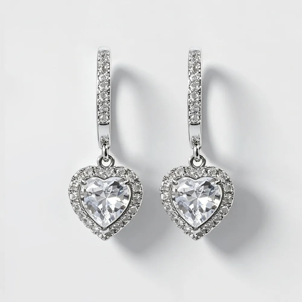 Love Embedded Micro Zircon Dating Shiny Exquisite Trend Inlaid Creative Earrings Personalized Business Jewelry Accessories