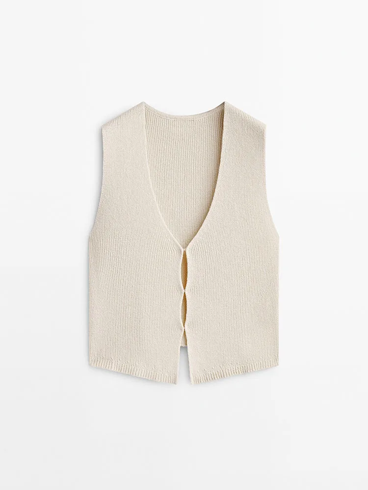 New Summer Women's V-ne Knitted Svel Vest Versatile Street Sle 8-24 Years Old Regular Length Other 00% Material