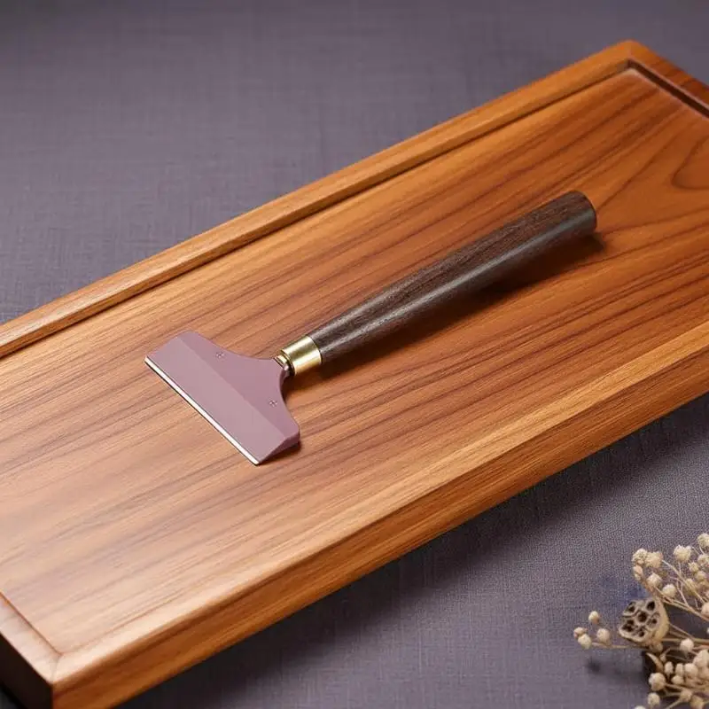 Flat Tip Tea Tray Rubber Scraper Ebony Material Vintage Style Lightweight for Portable Travel Tea Kit Cleaning Tool
