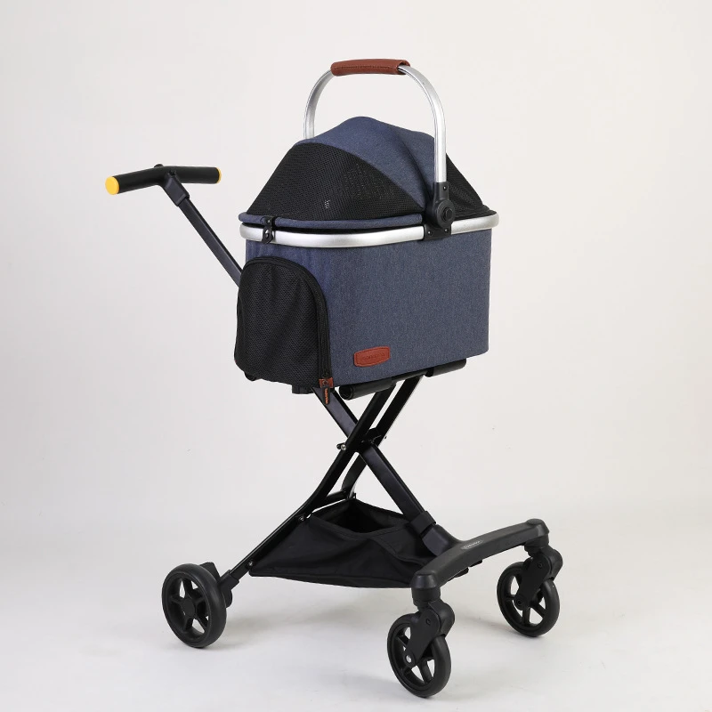

Foldable Pet Stroller Lightweight Detachable Breathable Walking Dog Four Wheel Dog Carrying Supplies Dual Brake Pet Dog Stroller