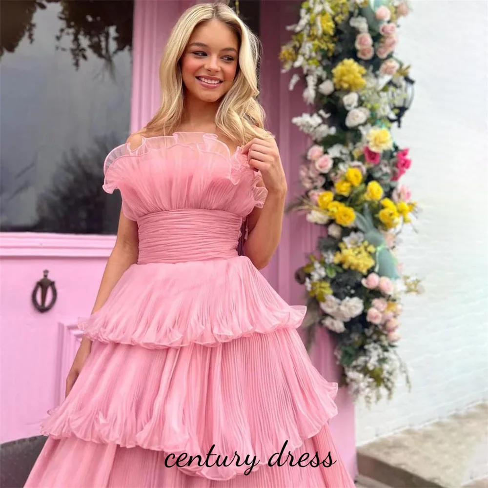 

Exquisite Customized Evening Dresses With Ruffles Charming Zipper Prom Dress Sleeveless Ruched Party Dresses vestidos de noche