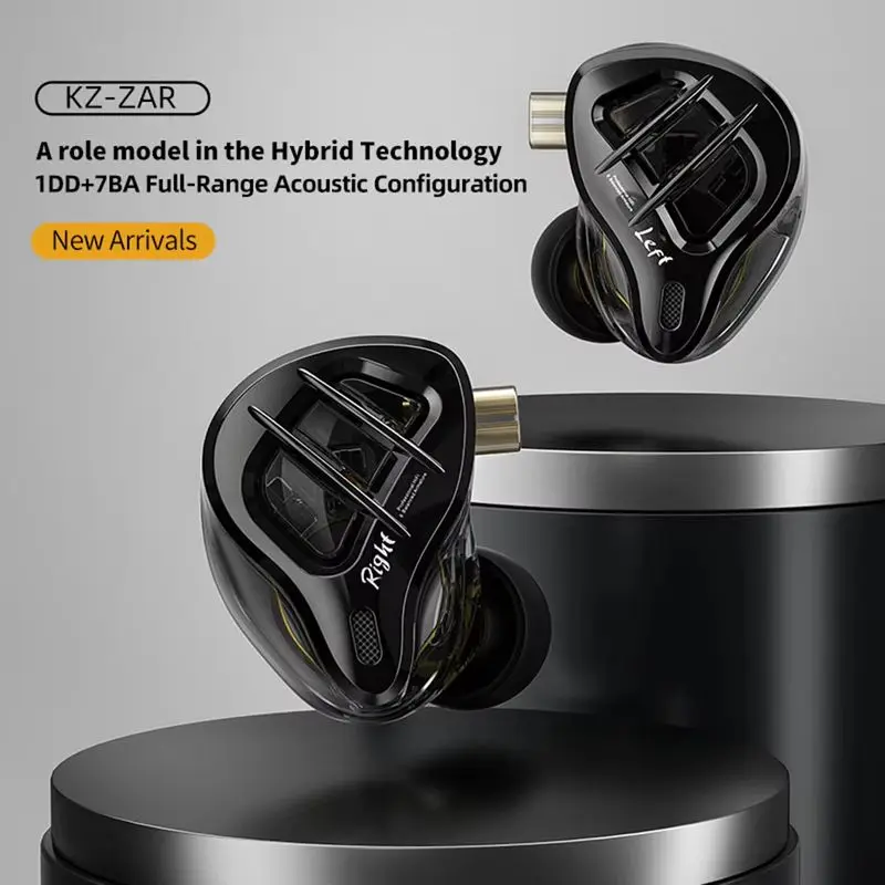 Kz Zar Hifi Wired Earphone In Ear Monitor Earbuds Hybrid Technology 7ba+1dd Iem Headset With Microphone Bass Phone Headphones