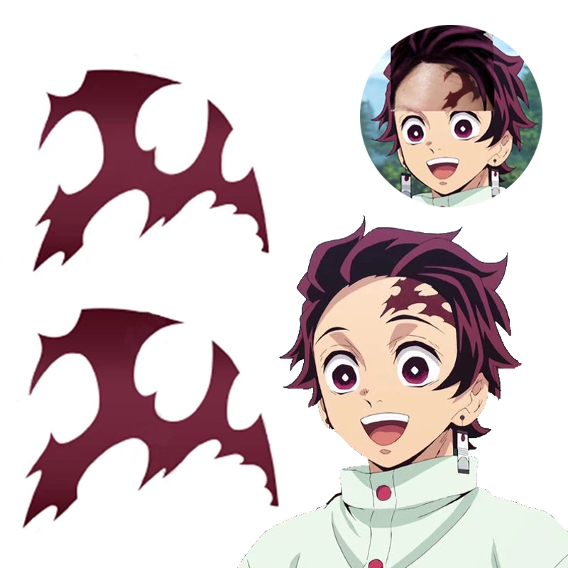 Anime Kimetsu No Yaiba Kamado Tanjirou Voorhoofd Litteken Tattoo Cosplay Waterdichte Tijdelijke Sticker Karakter Prop Accessoires