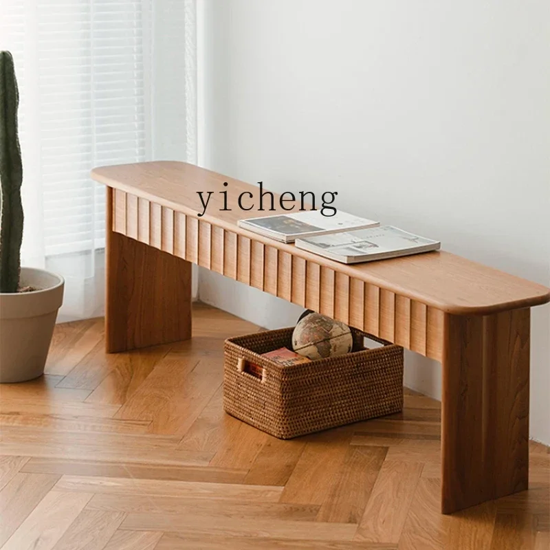 

X-14 Japanese-Style Solid Wood Bench Cherrywood Doorway Shoe Wearing Stool Long Bed