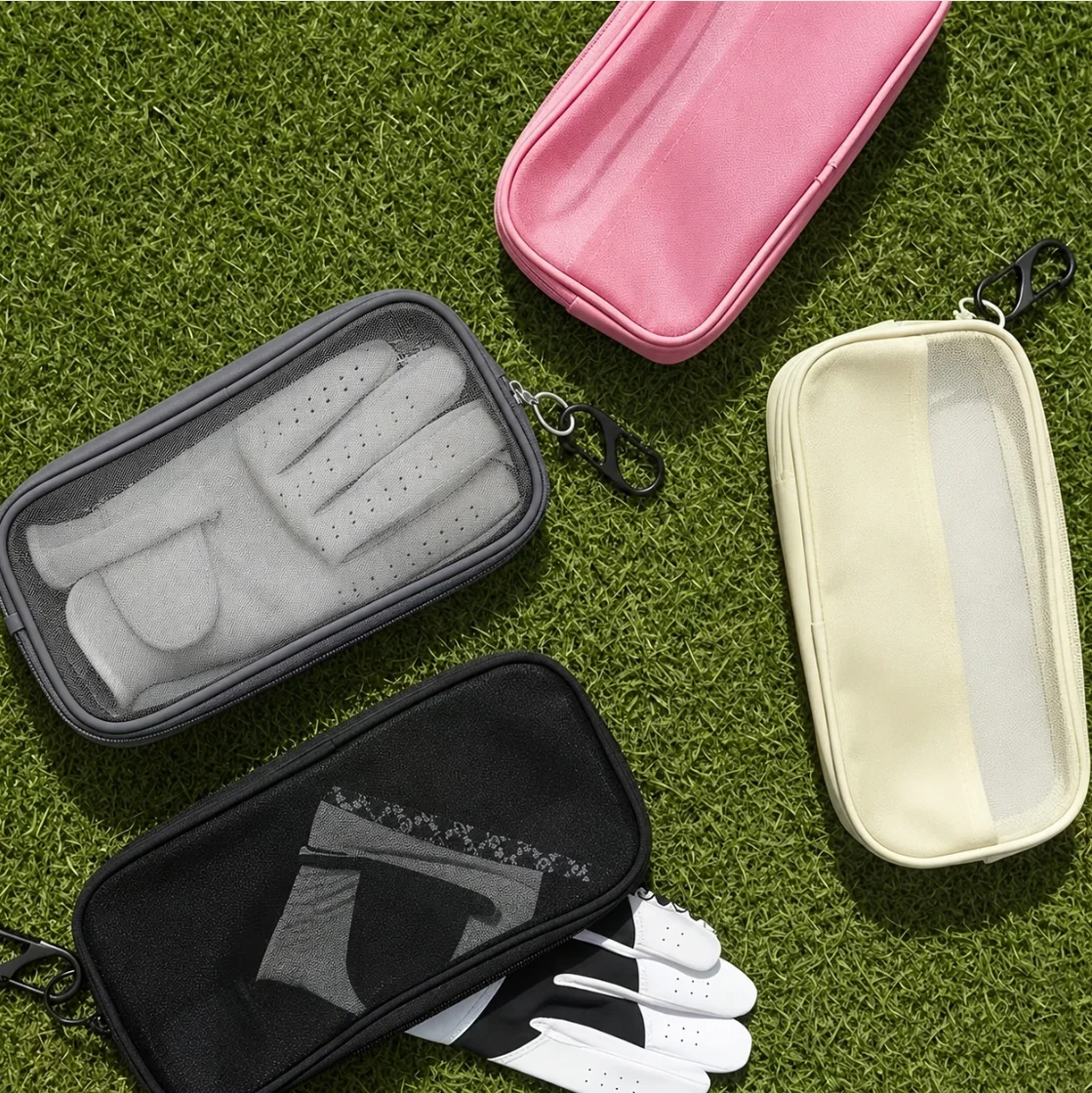 Golf Glove Mesh Drying Bag, Hanging Storage Pouch with S-Hook Carabiner, Portable Golf Accessories Organizer