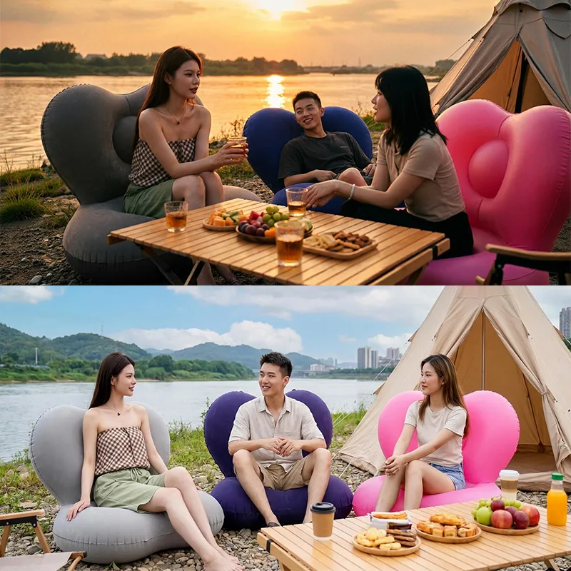 New Inflatable Lounge Chair Flocked Air Lazy Sofa Foldable Single Inflatable Sofa Bed
