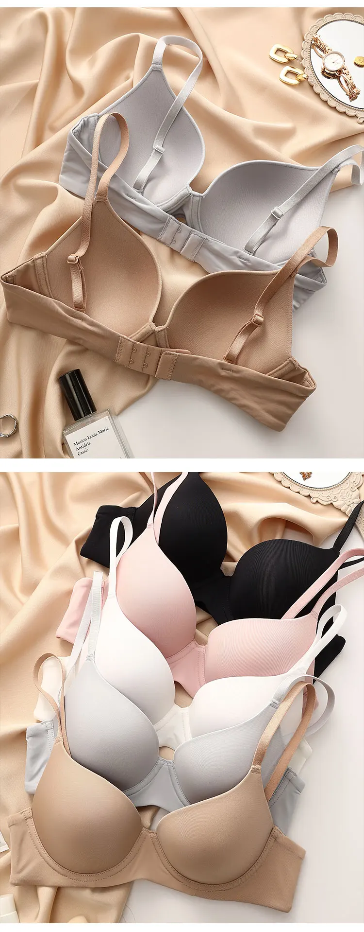 Plus Size Dessous für Frauen Nahtloser Push-Up-BH Sexy dünner Cup Baumwolle Büstenhalter Bequeme Unterwäsche Weibliche C D E Cup Unterwäsche – Detail 4