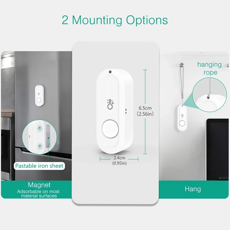 Nuevo termómetro inteligente WIFI Tuya y Sensor de humedad aplicación móvil Sensor inalámbrico de temperatura y humedad 2 uds