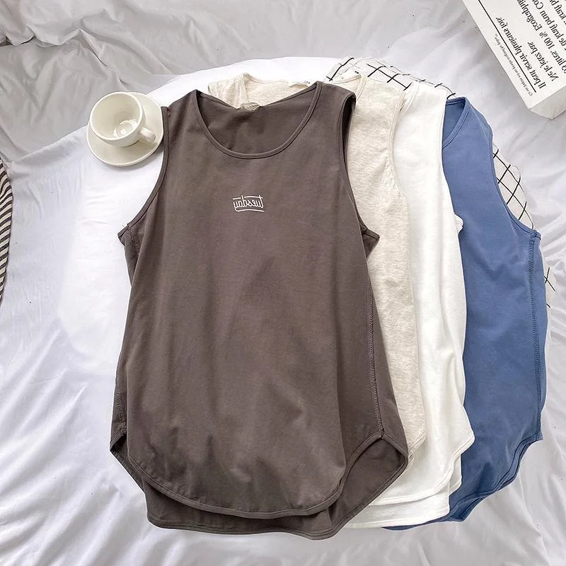 plus Size Women's Sleeveless Vest Loose Fit Base Layer Top Ultra Large Size Outerwear Sporty Mid-Length Belly Covering Trendy